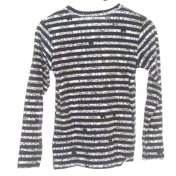 Comme Des Garçons Play S Striped LS Tee Shirt Navy White Graffiti Red Heart NWT - Picture 2 of 7
